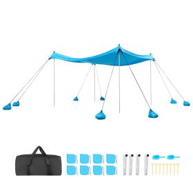 Beach Tent Sun Shelter, UPF50+ Sun Protection, 6.6 ft Tall, 10x10 ft, Easy Pop Up Beach Canopy with 8 Sandbags, Stability Poles, Sand Shovels