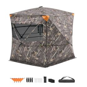Hunting Blind, 4-5 Person See Through Ground Blinds with Carrying Bag, 360 Degree Portable Camouflage Tent