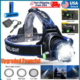 LED Headlamp Rechargeable Head Torch Zoom Headlight Super Bright Flashlight 3 Modes Work Light,must Provide Hazardous Materials Shipping Label Fo (Option: 1PACK)