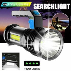 LED Flashlight USB Rechargeable Torch COB Spotlight Camping Light High Lumens Emergency Lamp 3 Modes Waterproof Must Provide A Hazardous Material (Option: Black)