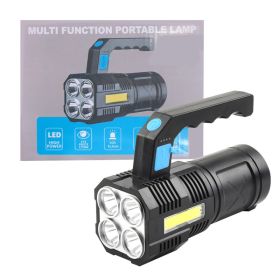 LED Flashlight USB Rechargeable Torch COB Spotlight Camping Light Emergency Lamp 4 Modes Waterproof Work Light Must Provide A Hazardous Materials (Option: Black)