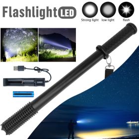 Baseball LED Flashlight Rechargeable Torch Spotlight Emergency Security Work Light 3 Lighting Modes Must Offer A Hazardous Materials Shipping Lab (Option: Black)