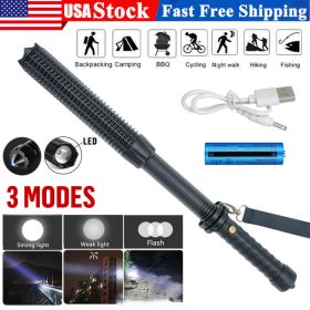 Baseball LED Flashlight Zoom Rechargeable Torch Spotlight Emergency Security Work Light 3 Lighting Modes Must Offer A Hazardous Materials Shippin (Option: Black)