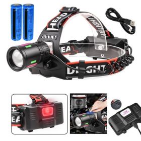 LED Headlamp USB Rechargeable Head Torch Zoom Headlight Lamp Super Bright Flashlight Work Light 3 Modes With Li-ion Batteries Must Provide A Haza (Option: 1PACK)