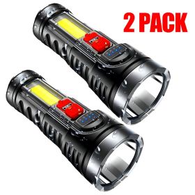 LED Flashlight Torch Rechargeable Work Light Built-in Battery Must Provide A Hazardous Materials Shipping Label For Self-pickup Order Ship By USP (Option: 2PCS)