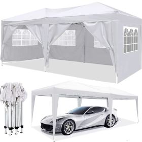 10'x20' Pop Up Canopy Outdoor Portable Party Folding Tent with 6 Removable Sidewalls + Carry Bag + 4pcs Weight Bag (Color: White)