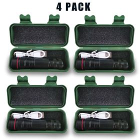 LED Flashlight USB Rechargeable Tactical Zoom Torch Powerful Mini Pen Light Work Light For Camping Must Provide A Hazardous Materials Shipping La (Option: 4PCS)